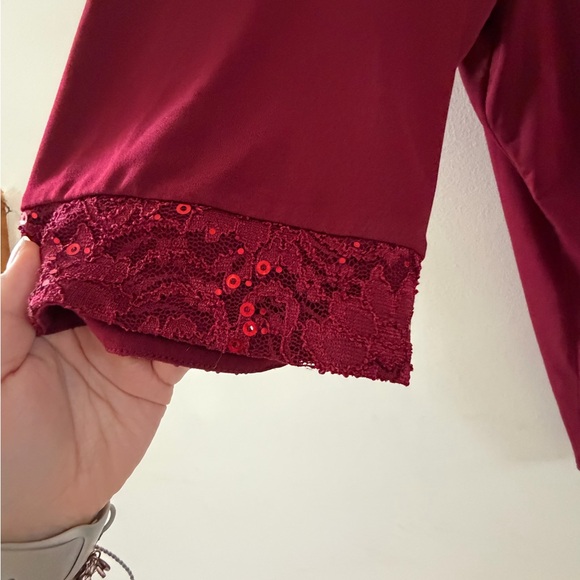 Catherines Deep Red Lace-Trimmed Robe - Picture 3 of 7